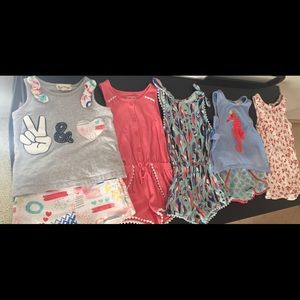 Girls 4t bundle 3 rompers 3 top and short sets